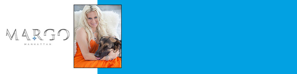Margo Manhattan. Margo sits with her dog