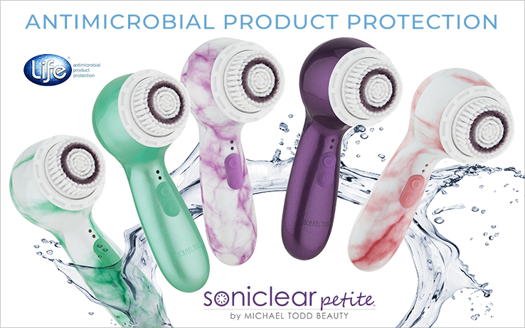 antimicrobial product protection. life antimicrobrial product protection. soniclear petite by michael todd beauty.