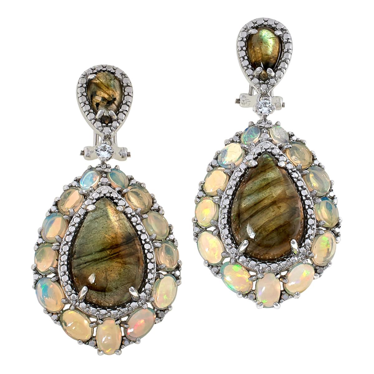 As Is Colleen Lopez Labradorite Opal Sterling Silver Drop Earrings