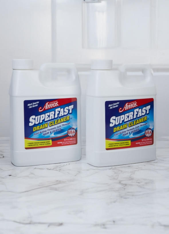 Bottles of drain cleaner