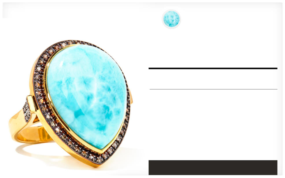 larimar rings set in gold