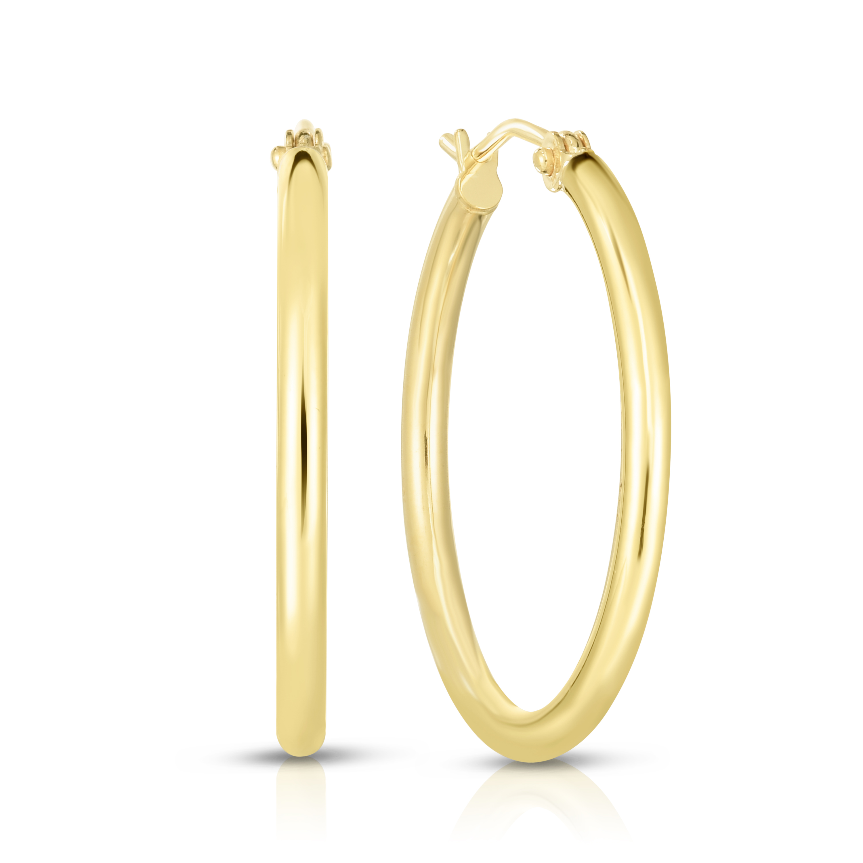 14K Yellow Gold Polished Round Hoop Earring - 20230498 | HSN