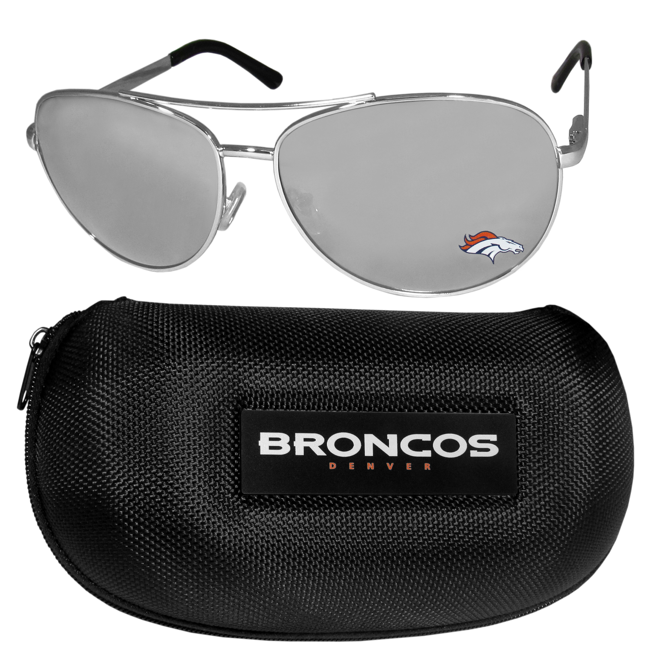 Officially Licensed NFL Aviator Sunglasses and Carrying Case Broncos