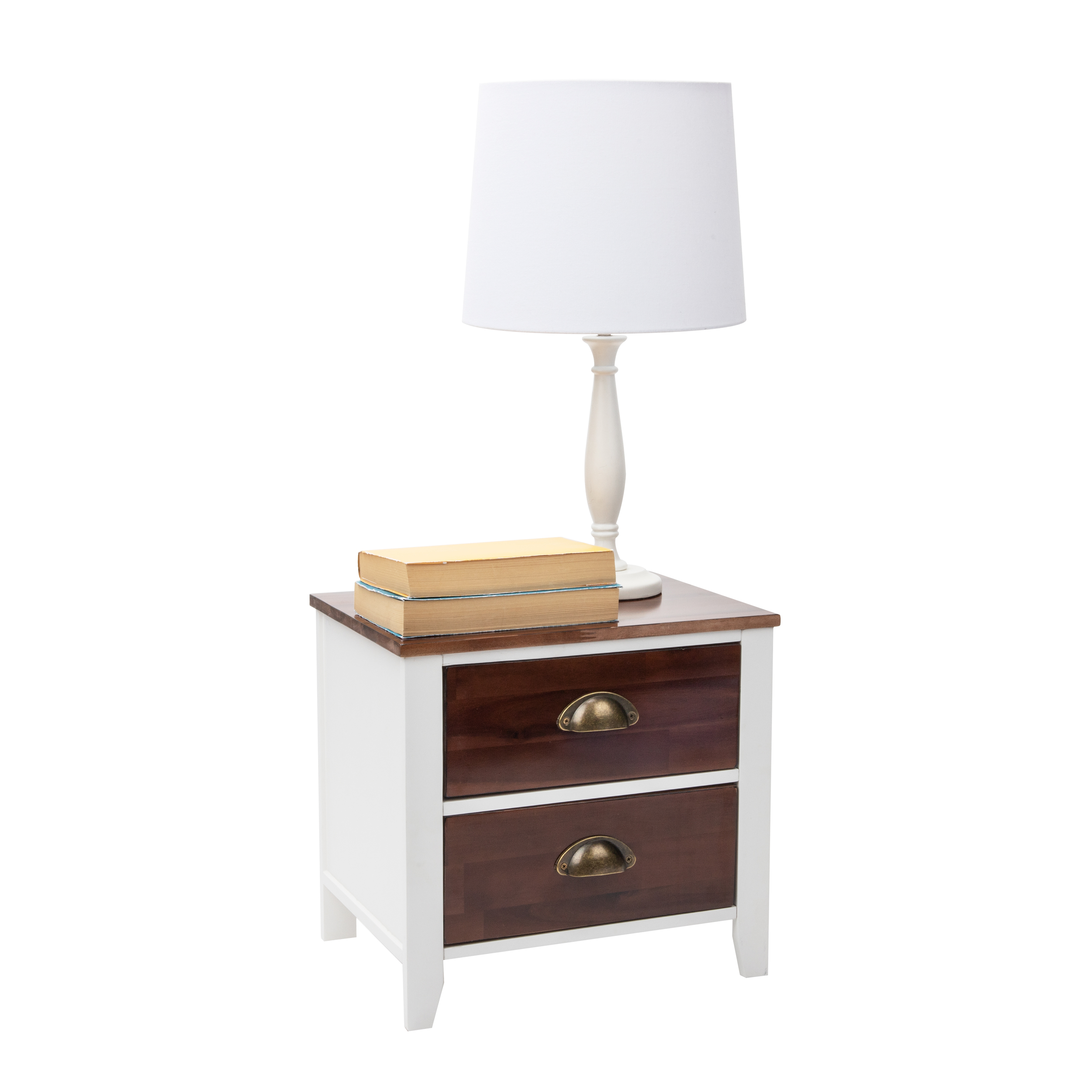 Mind Reader Wood DoubleDrawer Nightstand / Side Table 2Pack, White
