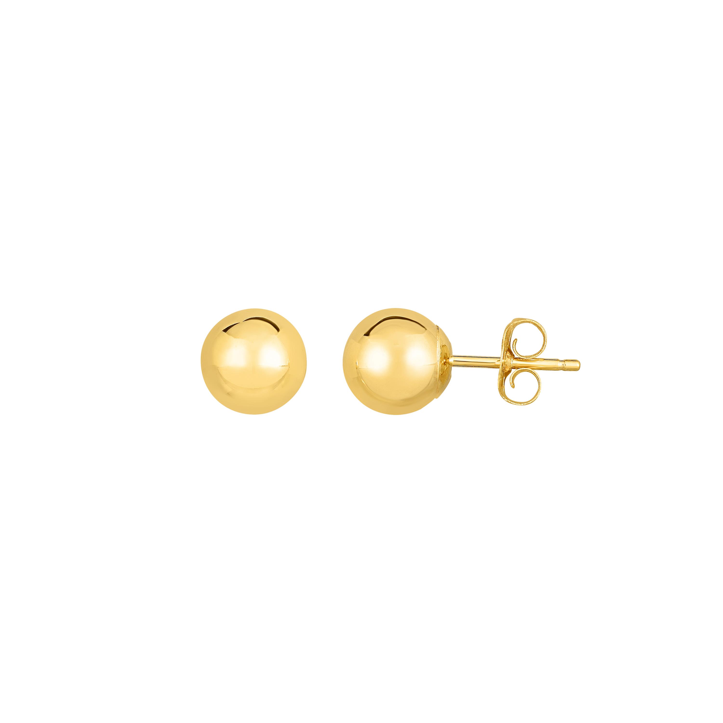 14K Yellow Gold Polished Round Ball Stud Earrings - 20630519 | HSN