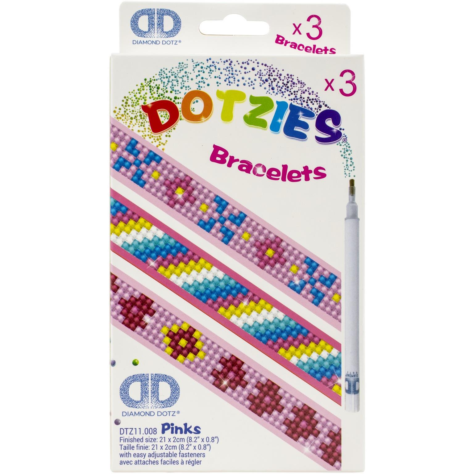 Diamond Dotz Dotzies Diamond Art Bracelet Kit Assorted Pinks 3/Pkg