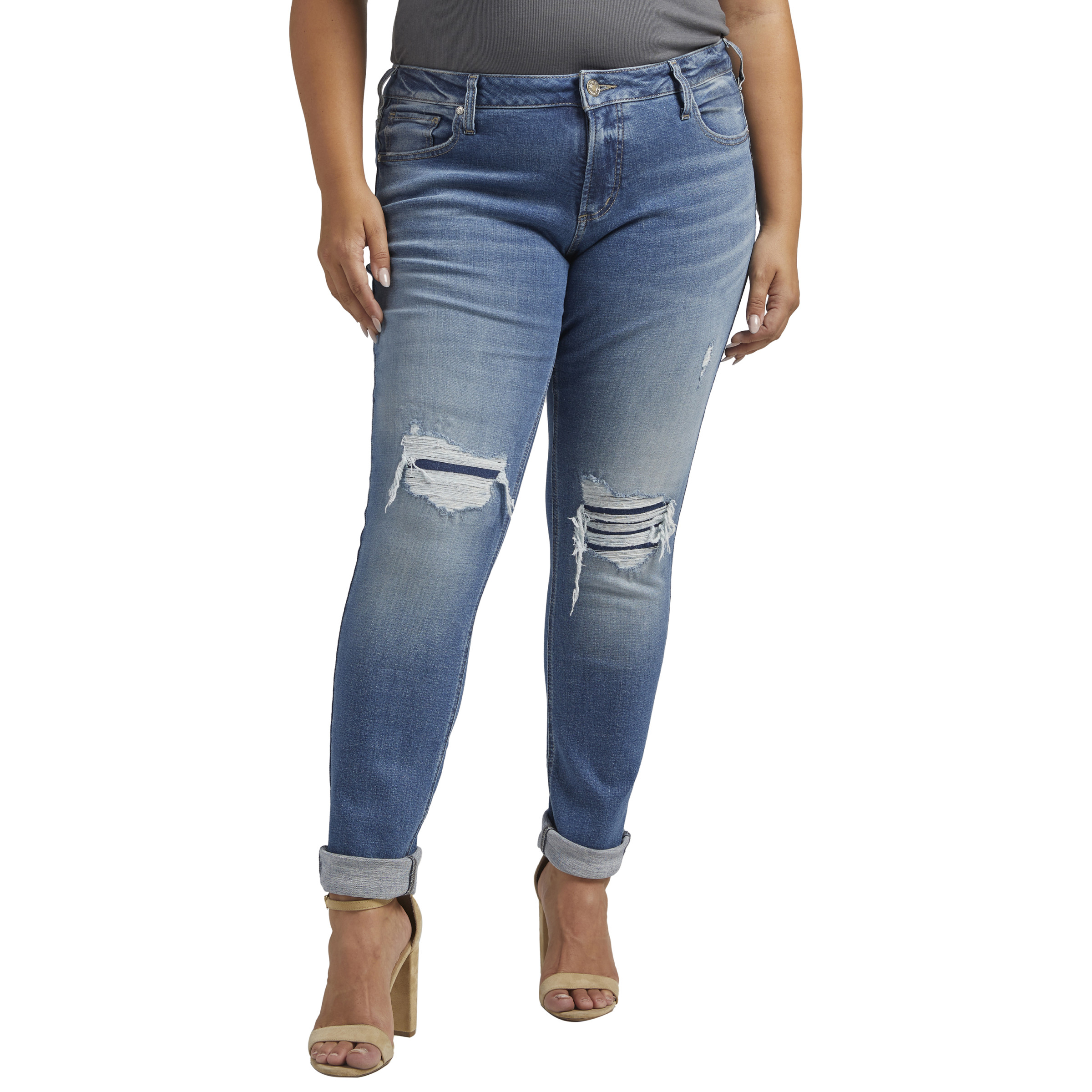 Silver Jeans Co. Plus Size Girlfriend Mid Rise Slim Leg Jeans ...