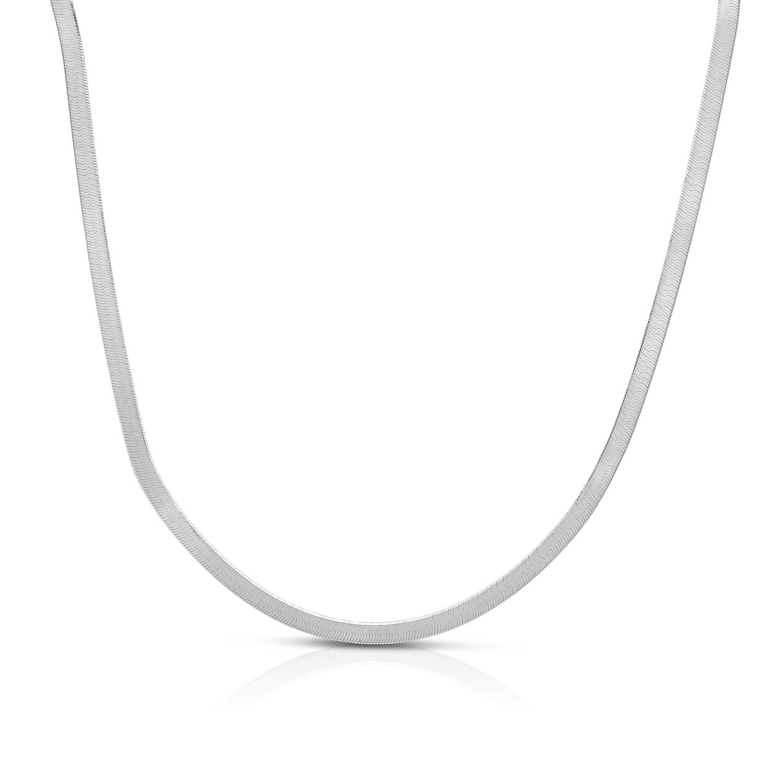 Sterling Silver Polished Herringbone Chain Necklace 10090606 HSN