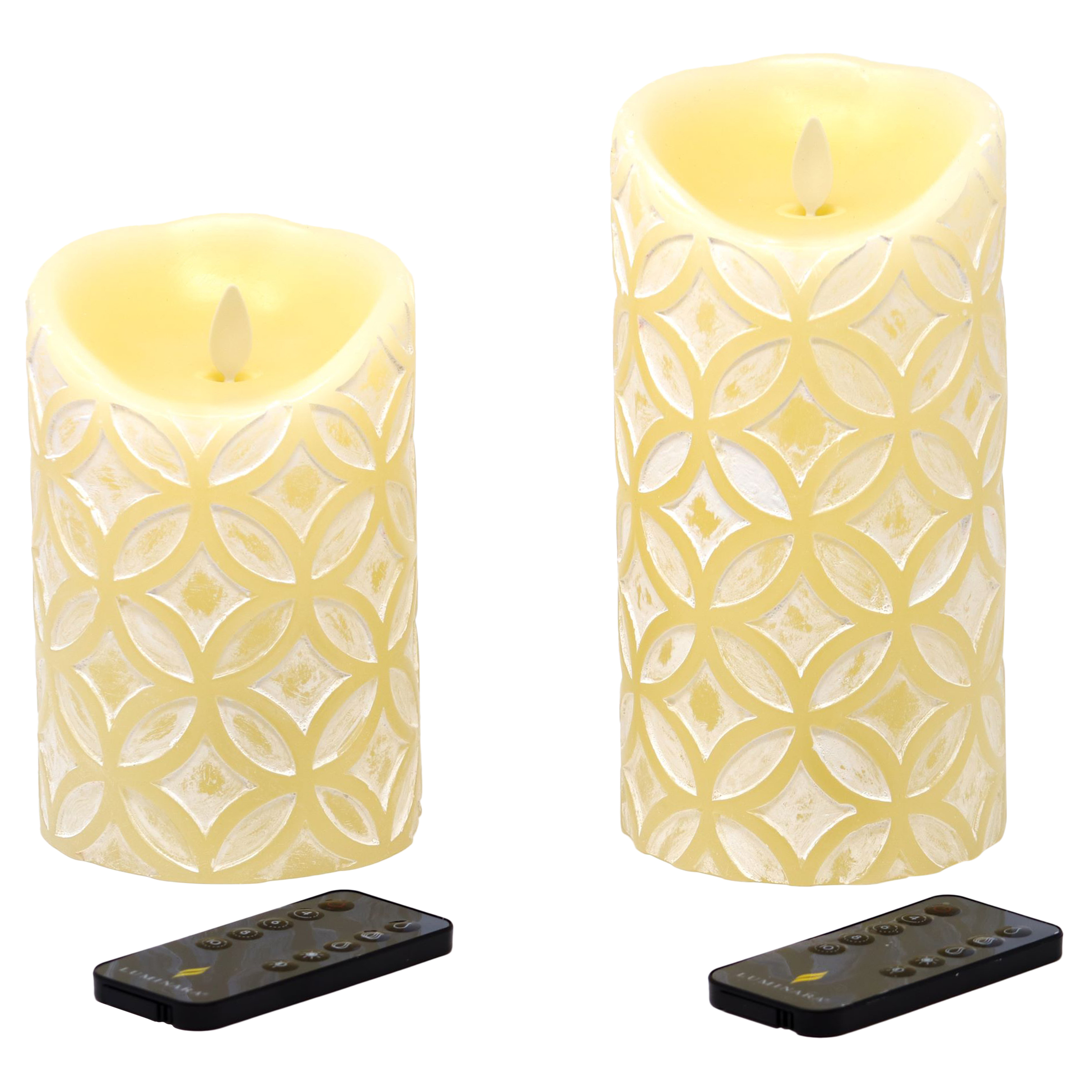 Luminara Set of Two Medallion Embossed Candles 22141408 HSN