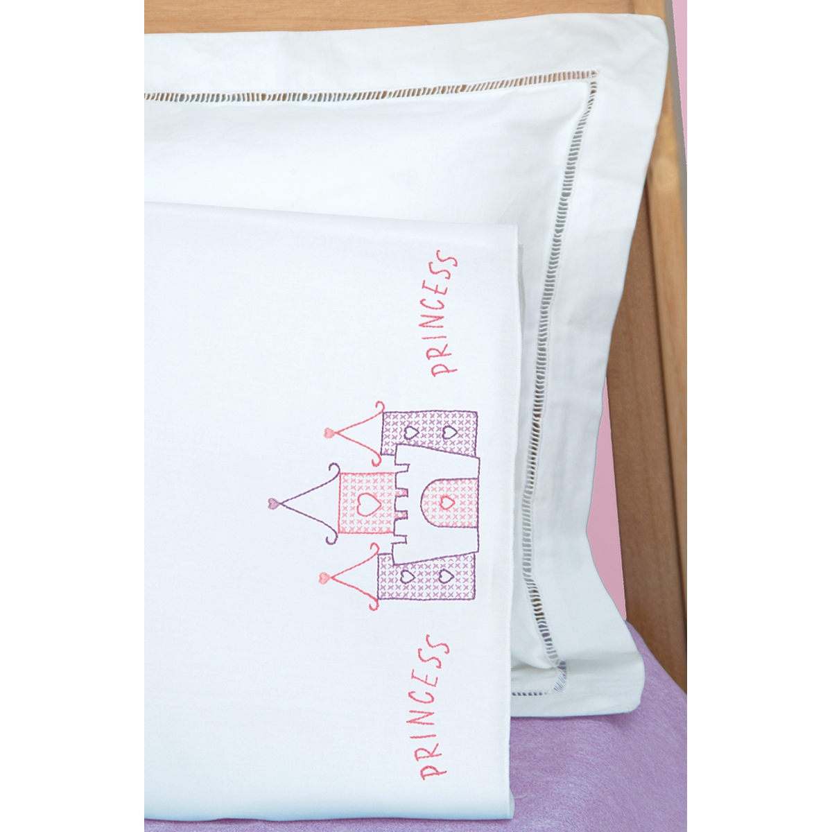 Jack Dempsey Children's Stamped Pillowcase W/Perle Edge Princess