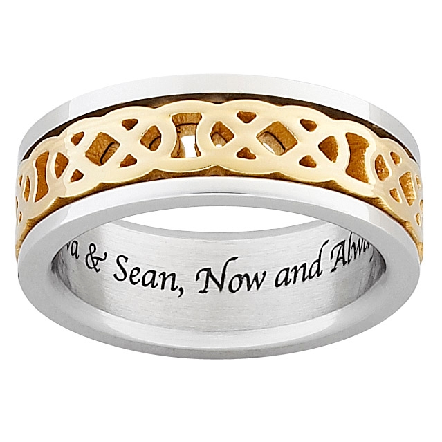 Titanium TwoTone Engraved Celtic Knot Spinner Band 6746553 HSN