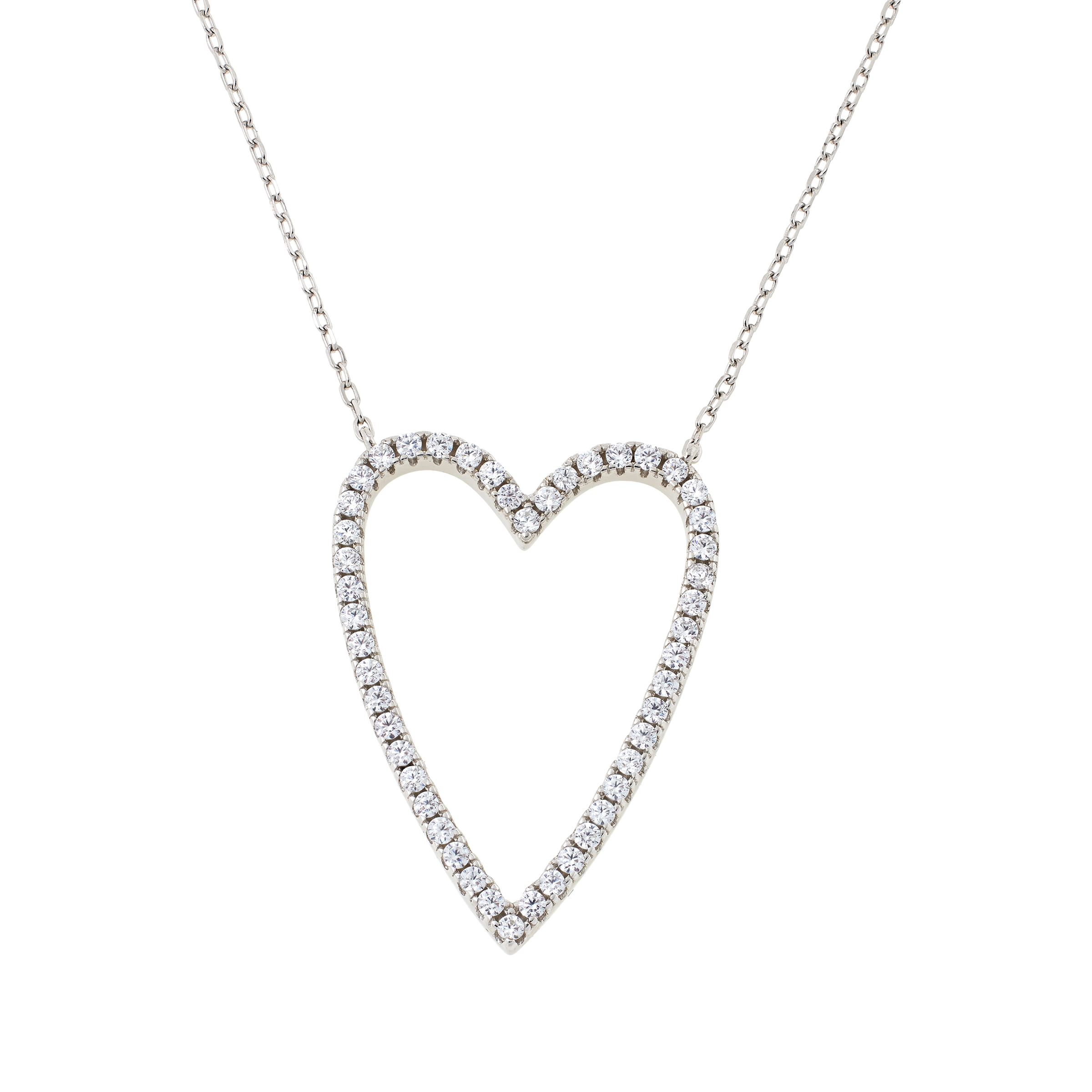 Radiance by Absolute™1.10ctw Pavé Open Heart Necklace 20742661 HSN