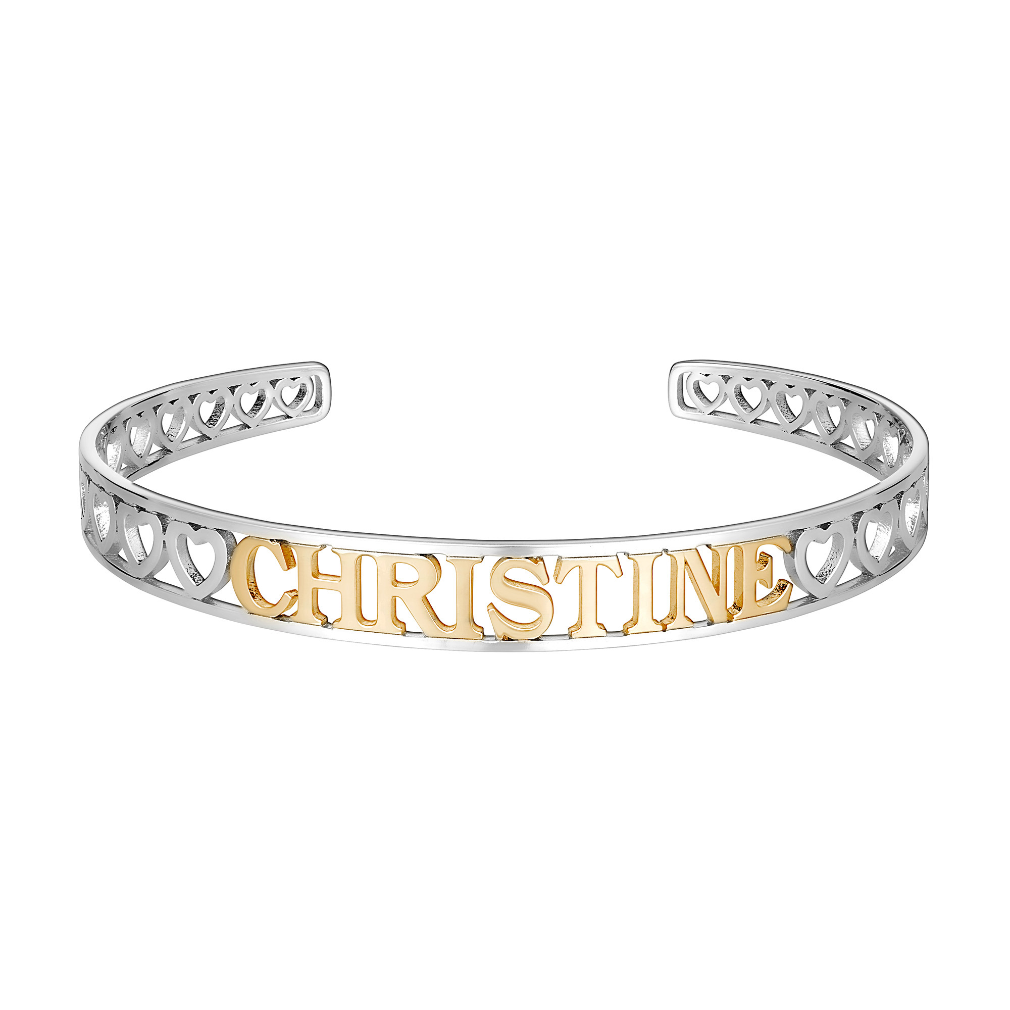 TwoTone Sterling Silver Name Cuff Bracelet 9022202 HSN