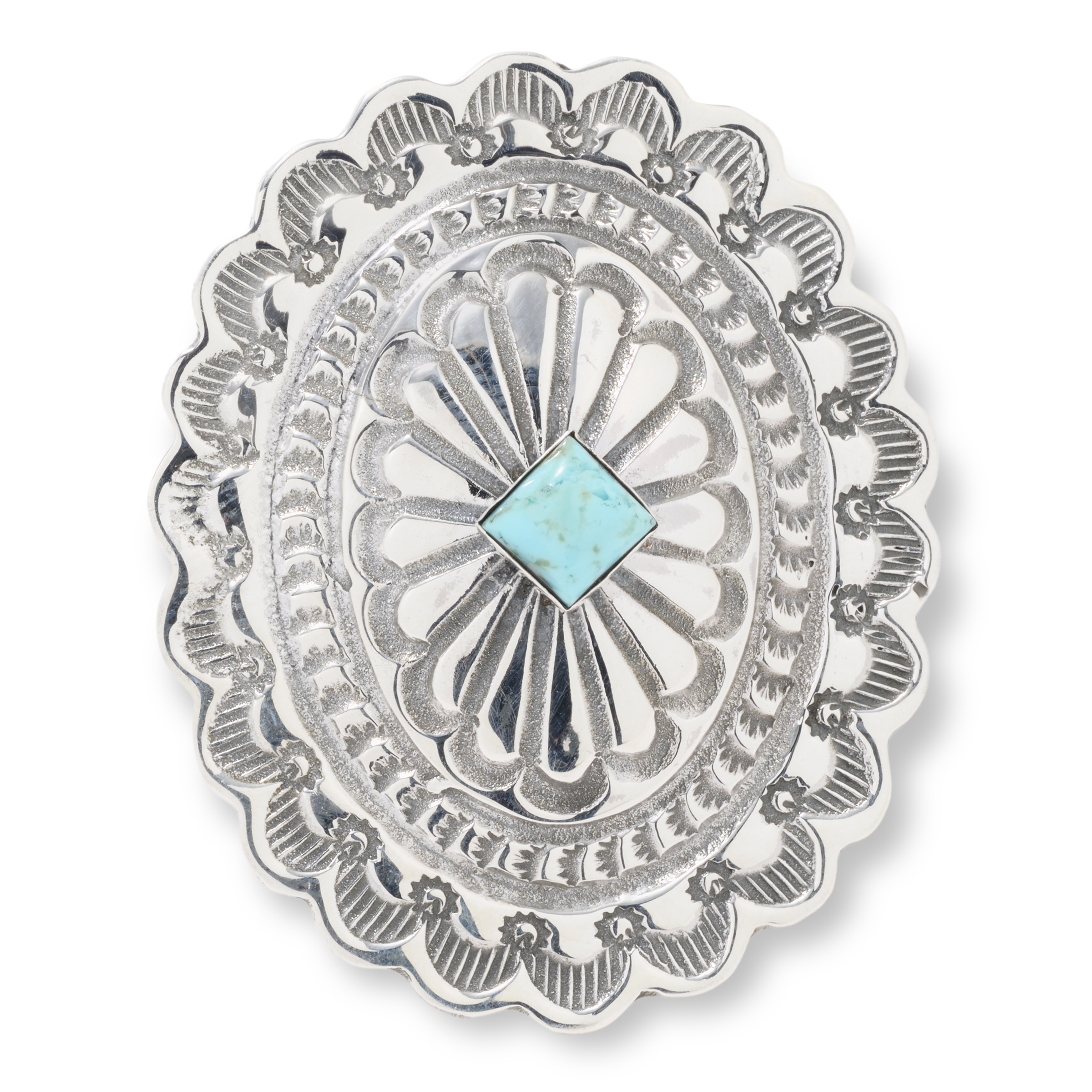 Chaco Canyon Sterling Silver Kingman Turquoise Oval Concho Ring | HSN