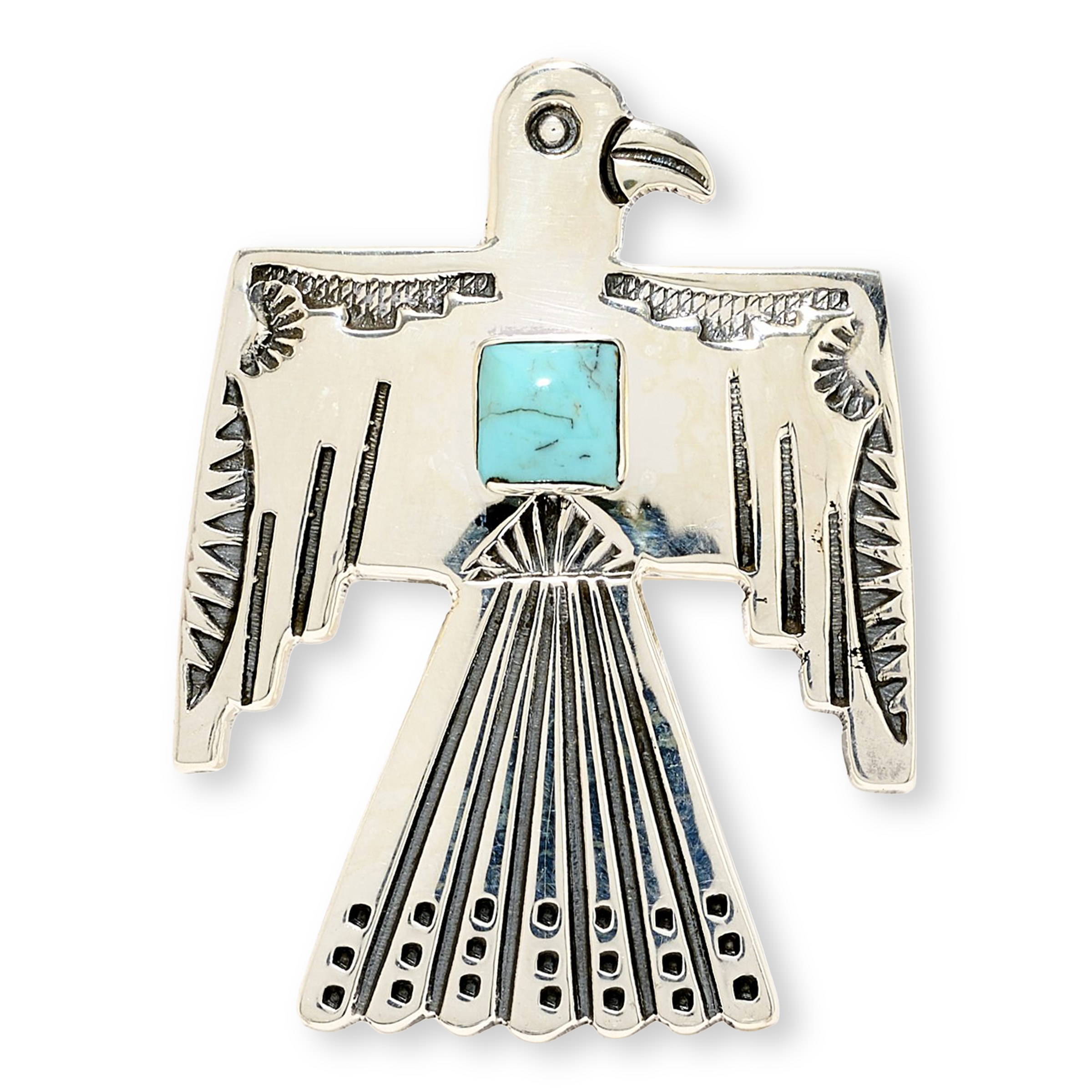 Chaco Canyon Sterling Silver Kingman Turquoise Thunderbird Ring | HSN