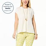 WynneLayers Woven Crepe Top with Folded Placket - 20637592 | HSN