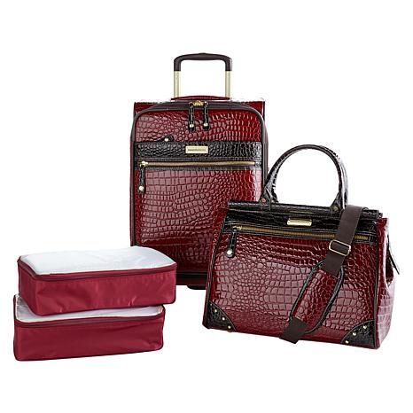 Samantha Brown Croco Embossed Luggage 4 piece Set 8952009 HSN