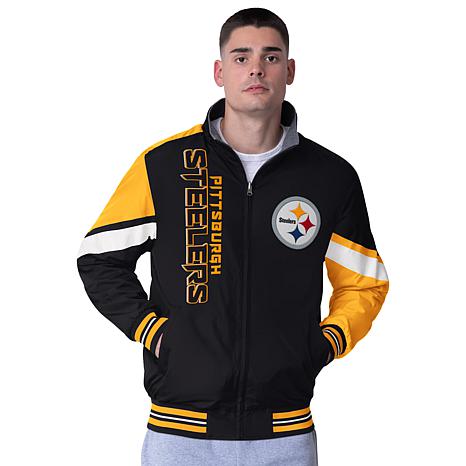 PITTSBURGH STEELERS REVERSIBLE SATIN JACKET LARGE L authentic BOMBER VARSITY LETTERMAN NFL