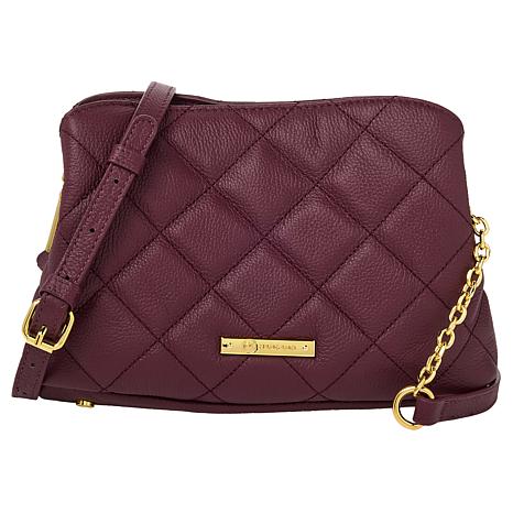 Joy First Class Luxury Leather Quilted Chic Crossbody Bag | HSN