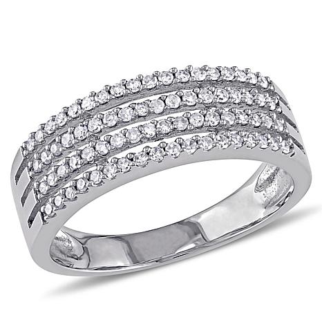 10K White Gold 0.36ctw White Diamond Pavé Multi-Row Ring