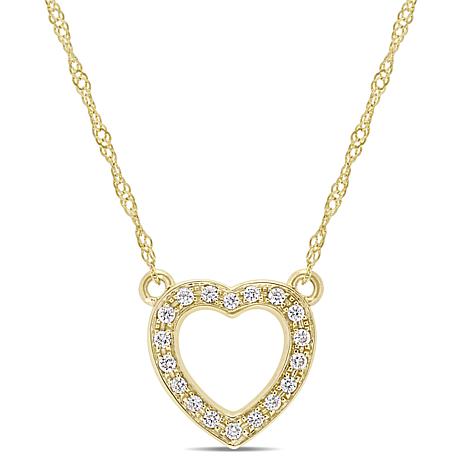 14K Gold .10ctw Diamond Open Heart Necklace