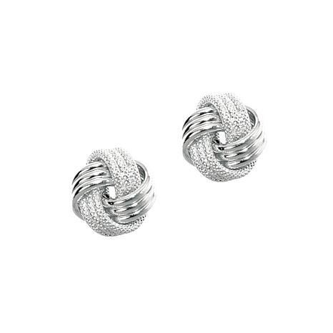 14k White Gold Textured Love Knot Stud Earrings Hsn