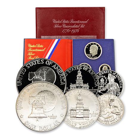 ビンテージピュータープレート1976アメリカ建国200周年記念1776-1976 1976 Dual-Date Bicentennial Uncirculated & Proof Silver 3-Coin