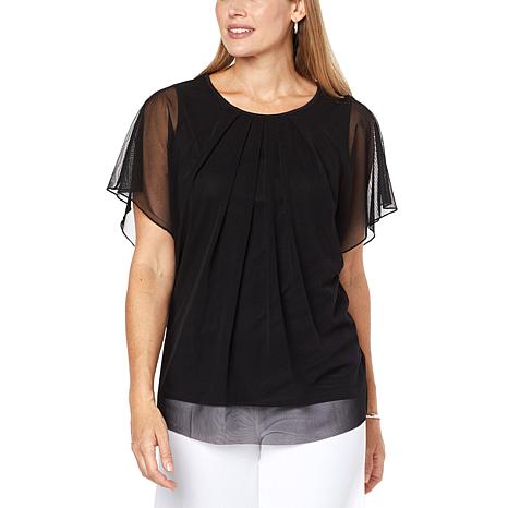 Antthony Flutter-Sleeve Layered Mesh Knit Combo Top - 20366660 