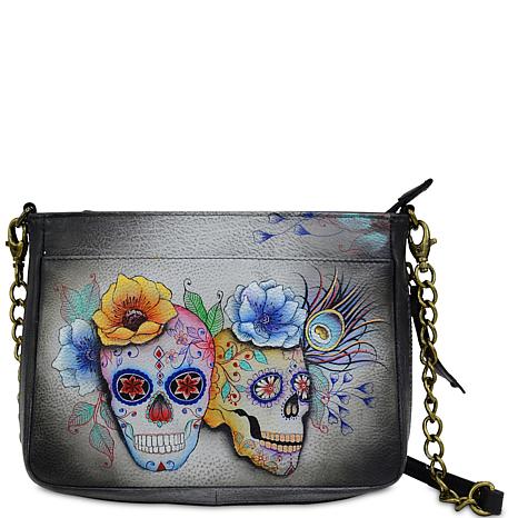 Anuschka Hand Painted Leather Compact Crossbody with Front Pocket