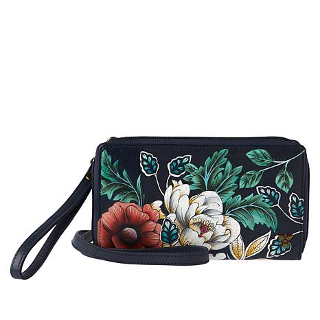 As Is Anuschka Hand-Painted Leather Organizer Block Wallet - 20487222