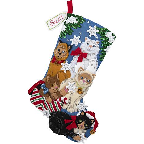 The New Berlin Co. (Kits for Kids) Cat In Stocking Cross Stitch