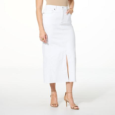 C Wonder by Christian Siriano Denim Godet Skirt
