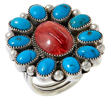 Chaco Canyon Sleeping Beauty Turquoise and Spiny Oyster Oval Ring