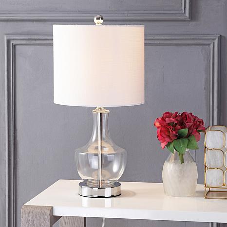 glass LED table lamp. How to decorate or style your entry way. 