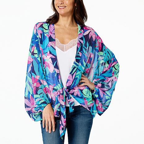 Colleen Lopez Woven Georgette Printed Tie Front Topper - 20674465 | HSN