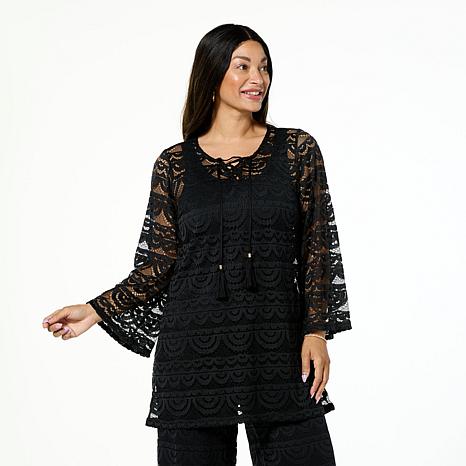 Colleen Lopez Woven Lace V-Neck Tunic