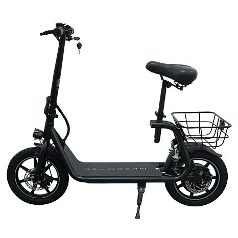 Delorean 450W Seated E-Scooter with Rear Basket & Dual Rear Suspension ...