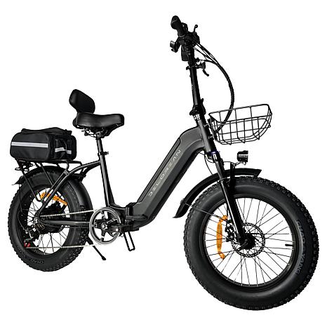 DeLorean 750W Low-Step Folding E-Bike w/Pedal Assist & Accessories
