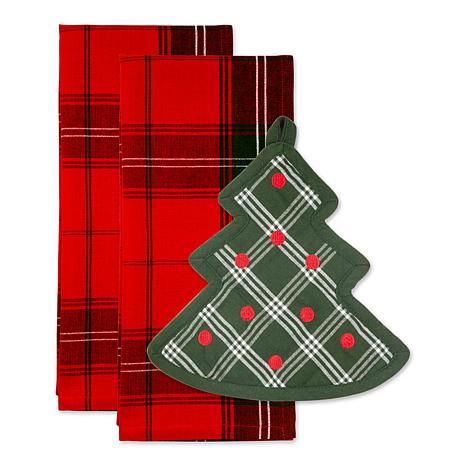 christmas kitchen towels and potholders