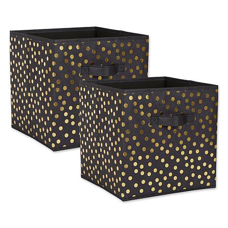 Aqua Polka Dots Small Storage Bin, 8 x 11' x 5