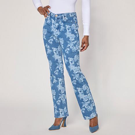 DG2 by Diane Gilman Printed Stretch Denim Bootcut 5-Pocket Jean | HSN