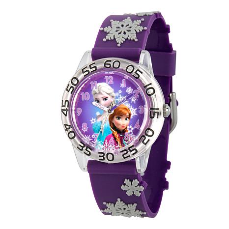 Disney Frozen Elsa and Anna Kids' Time Teacher Watch w/3D Purple Strap ...