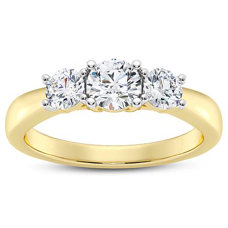 Éthique 1ctw Lab-Grown Diamond 14K Gold Round Three-Stone Ring ...