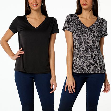 G by Giuliana 2-pack G-Knit V-Neck Tees - 20619833