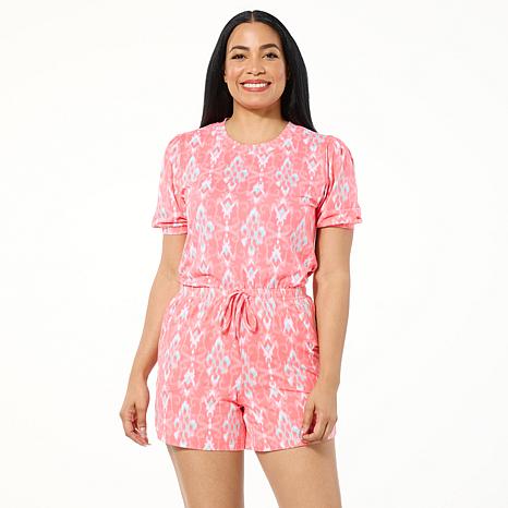 G by Giuliana 2-piece Peach Jersey Balloon Sleeve Shorty Set