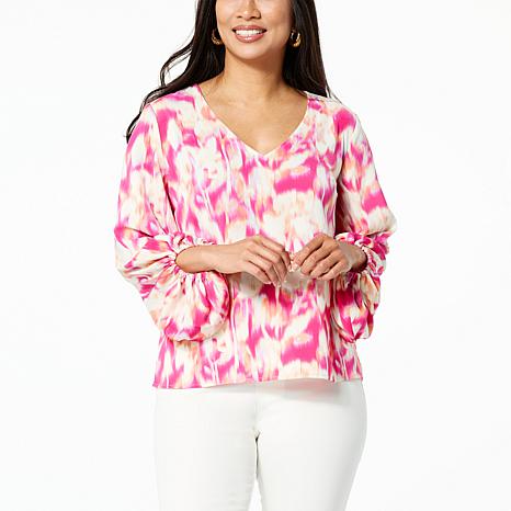 G by Giuliana Drama Sleeve Printed Blouse - 20654687 | HSN