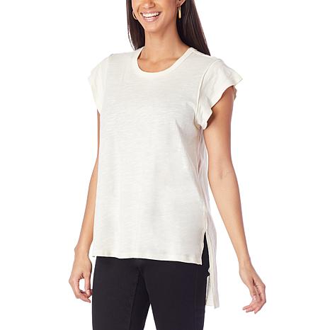 G by Giuliana Slub Jersey Knit Cap-Sleeve Tunic - 20271596