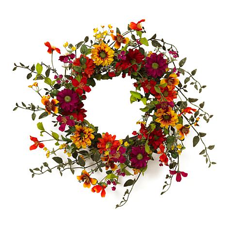 Gerson 24"Dia. Assorted Wild Flower Twig Wreath