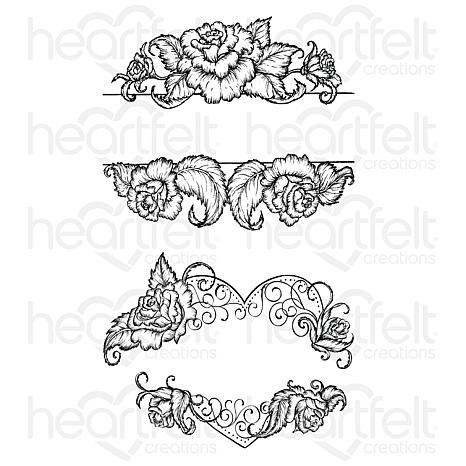Heartfelt Creations Elegant Rose Banner Cling Stamp Set Hsn