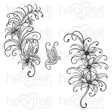 Kelly Creates Cling Stamps 348275 outline floral stamps